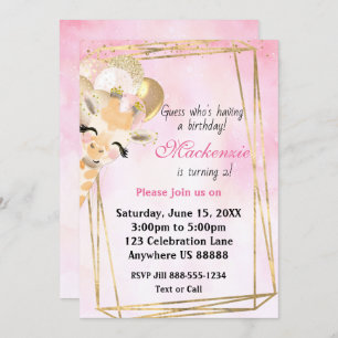 Giraffe Any Age Birthday Invitation