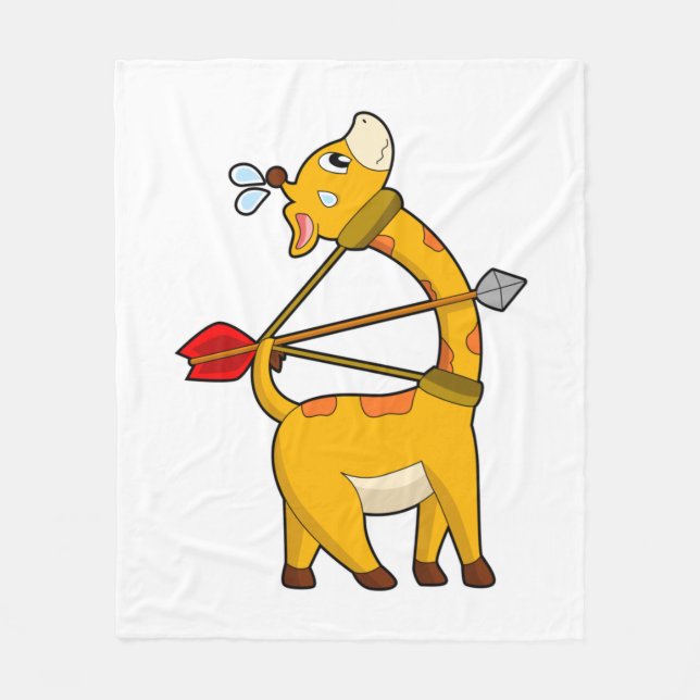 Giraffe Archer Arrow Bow Fleece Blanket (Front)