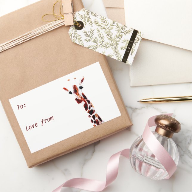 Giraffe Art Wild Animal Personalised Rectangular Sticker (Gifting)