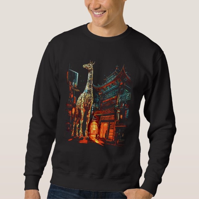 Giraffe Artwork Architecture - Animal Art Sweatshirt (Front)