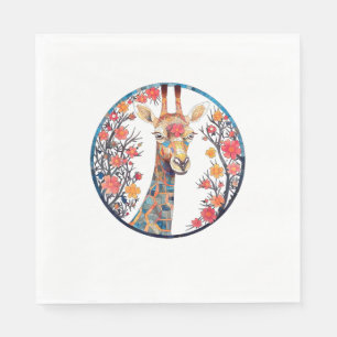 Giraffe Artwork Colourful - Church Blossom Animals Napkin