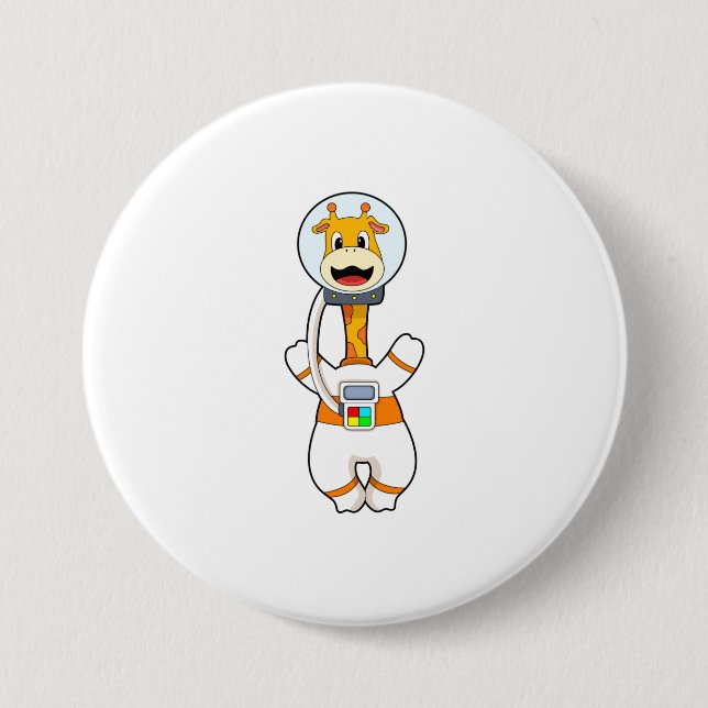 Giraffe as Astronaut in Costume 7.5 Cm Round Badge (Front)