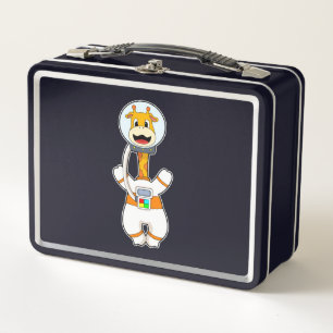 Giraffe as Astronaut in Costume Metal Lunch Box