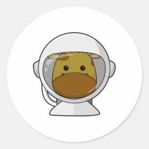 Giraffe as Astronaut with Helmet Classic Round Sticker