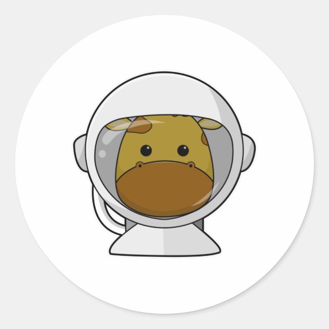 Giraffe as Astronaut with Helmet Classic Round Sticker (Front)