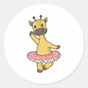 Giraffe as Ballerina at Ballet with Skirt Classic Round Sticker