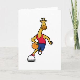 Giraffe as Basketball player with Basketball ball Card
