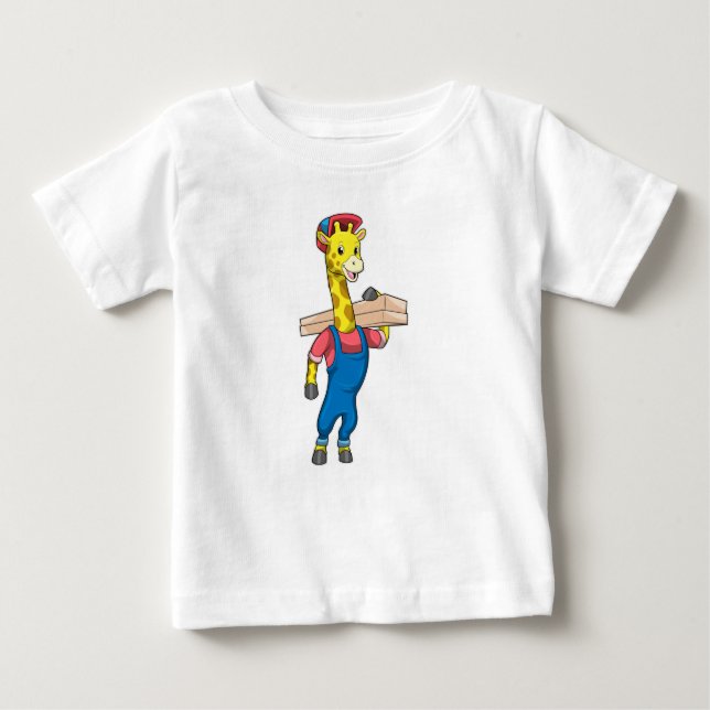 Giraffe as Carpenter with Wood Baby T-Shirt (Front)