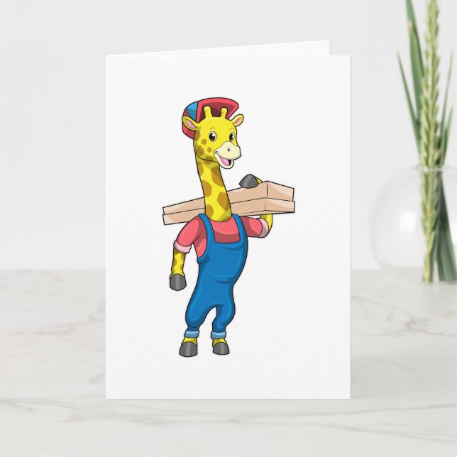 Giraffe as Carpenter with Wood Card (Front)