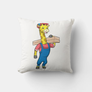 Giraffe as Carpenter with Wood Cushion