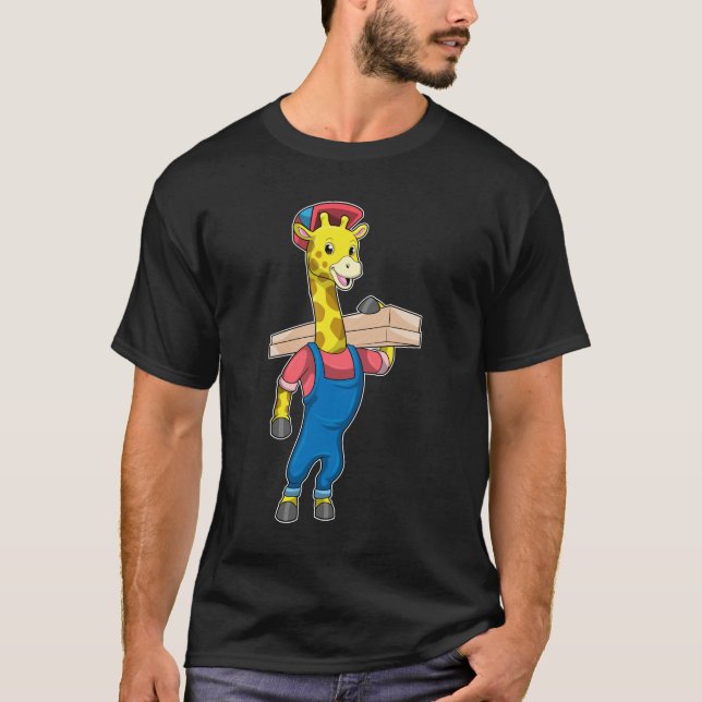 Giraffe as Carpenter with Wood T-Shirt (Front)