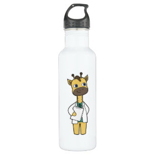 Giraffe as Doctor with Notepad 710 Ml Water Bottle