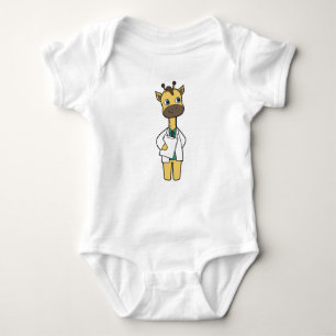 Giraffe as Doctor with Notepad Baby Bodysuit