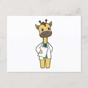 Giraffe as Doctor with Notepad Postcard