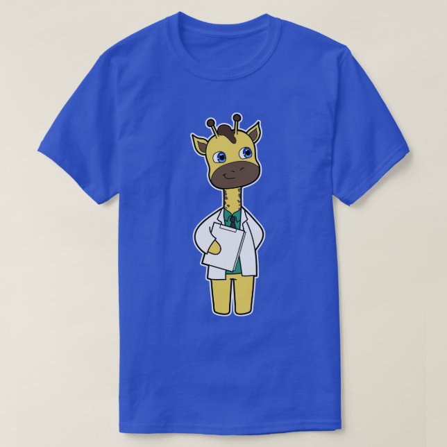 Giraffe as Doctor with Notepad T-Shirt (Design Front)