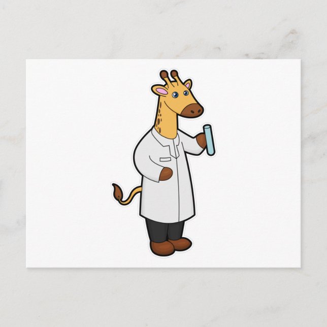 Giraffe as Doctor with Test tube Postcard (Front)