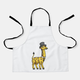 Giraffe as Gentleman with Hat, Tie and Moustache Apron