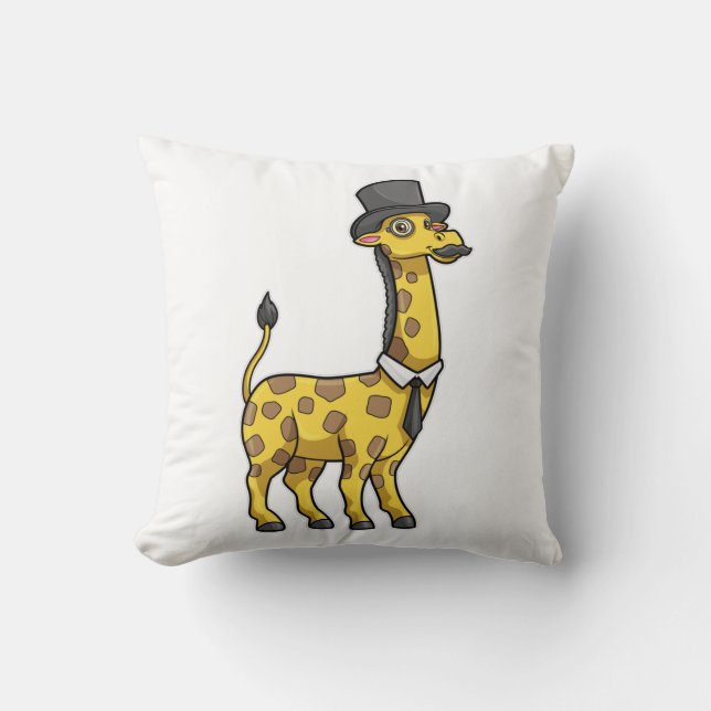 Giraffe as Gentleman with Hat, Tie and Moustache Cushion (Front)