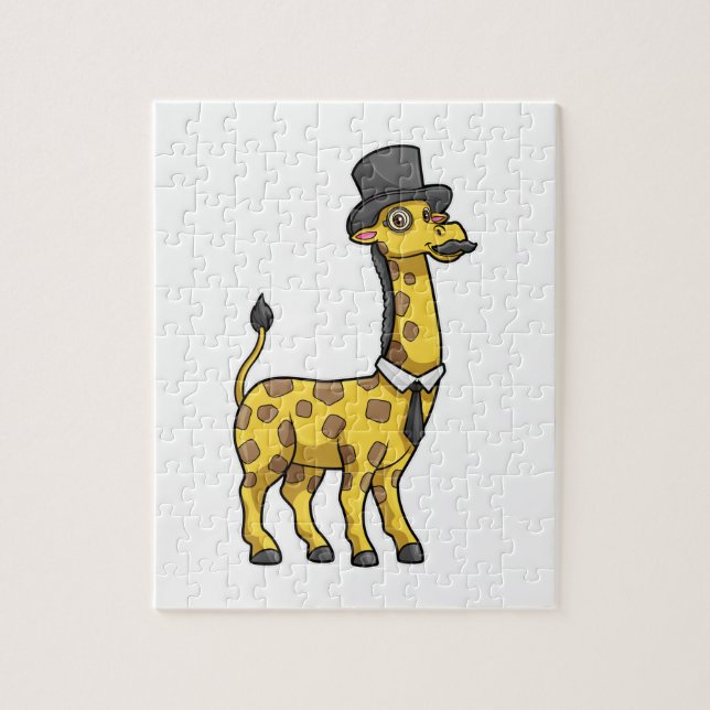 Giraffe as Gentleman with Hat, Tie and Moustache Jigsaw Puzzle (Vertical)