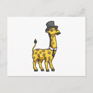 Giraffe as Gentleman with Hat, Tie and Moustache Postcard