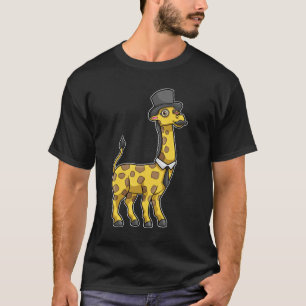 Giraffe as Gentleman with Hat, Tie and Moustache T-Shirt