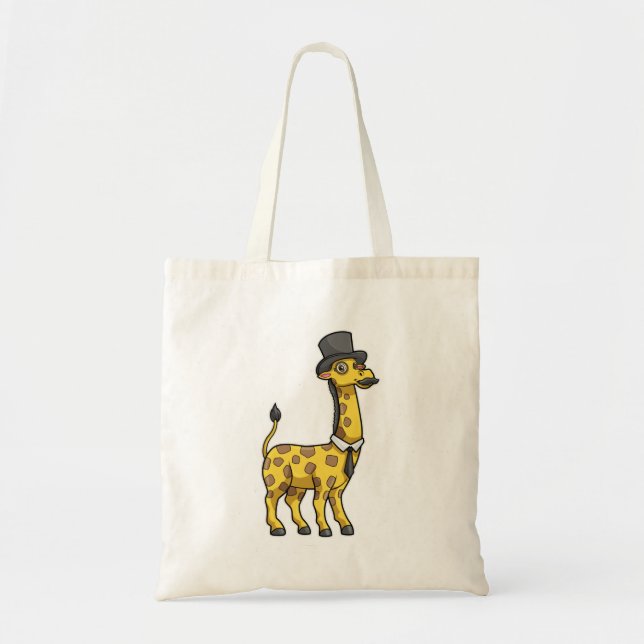 Giraffe as Gentleman with Hat, Tie and Moustache Tote Bag (Front)
