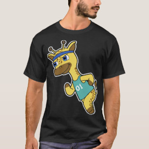 Giraffe as Jogger at Running with Head T-Shirt