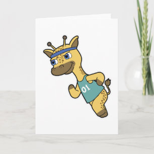 Giraffe as Jogger at Running with Headband Card