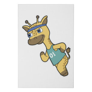 Giraffe as Jogger at Running with Headband Faux Canvas Print
