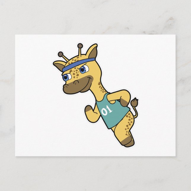 Giraffe as Jogger at Running with Headband Postcard (Front)