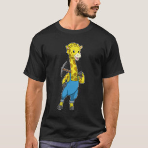 Giraffe as Miner with Pickaxe T-Shirt