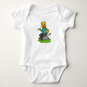 Giraffe as Painter with Paint brush Baby Bodysuit