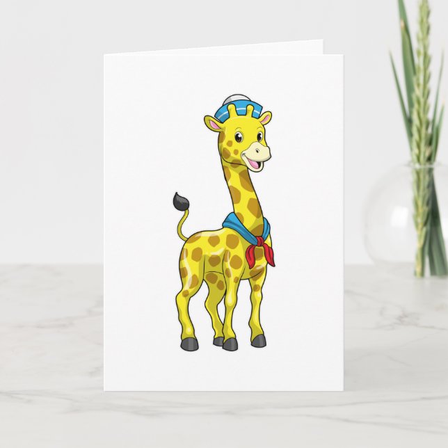 Giraffe as Sailor with Sailor hat Card (Front)