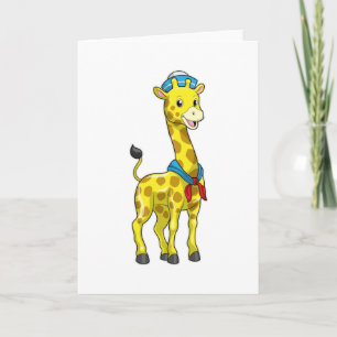 Giraffe as Sailor with Sailor hat Card