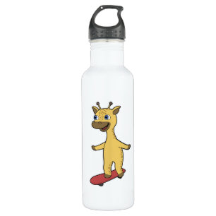 Giraffe as Skater with Skateboard 710 Ml Water Bottle