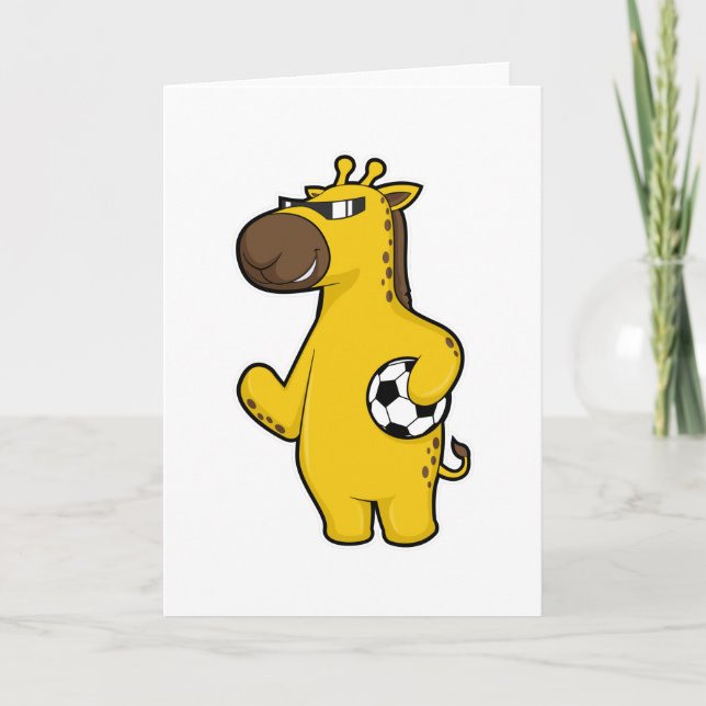 Giraffe as Soccer player with Soccer ball Card (Front)