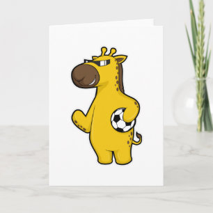 Giraffe as Soccer player with Soccer ball Card