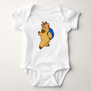 Giraffe as Student with Backpack Baby Bodysuit