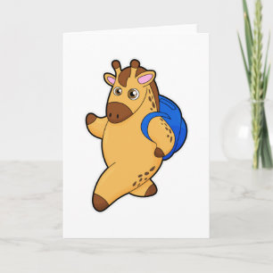 Giraffe as Student with Backpack Card