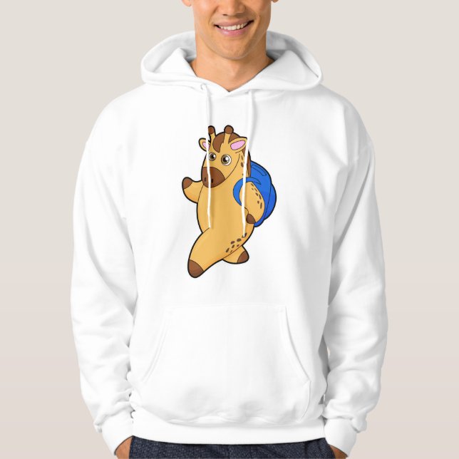 Giraffe as Student with Backpack Hoodie (Front)