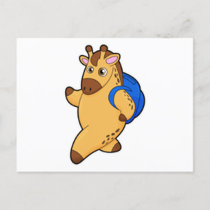 Giraffe as Student with Backpack Postcard