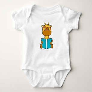 Giraffe as Student with Glasses & Book Baby Bodysuit