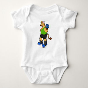 Giraffe as Volleyball player with Volleyball Baby Bodysuit