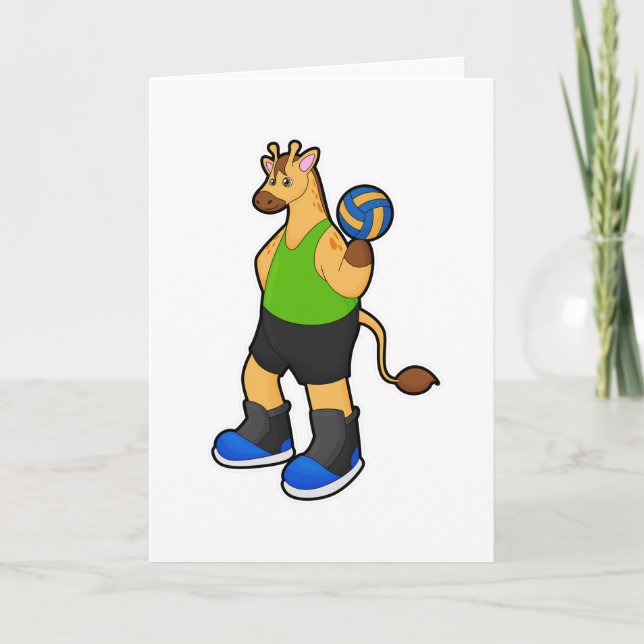 Giraffe as Volleyball player with Volleyball Card (Front)