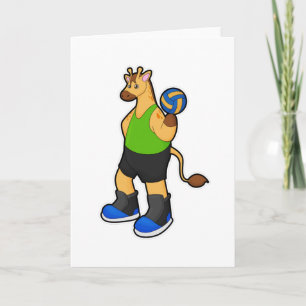 Giraffe as Volleyball player with Volleyball Card