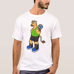 Giraffe as Volleyball player with Volleyball T-Shirt