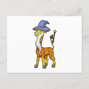 Giraffe as Wizard with Magic wand & Hat Postcard