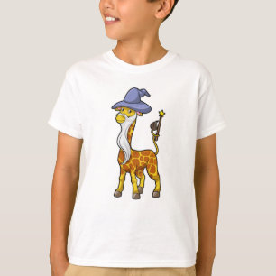 Giraffe as Wizard with Magic wand & Hat T-Shirt