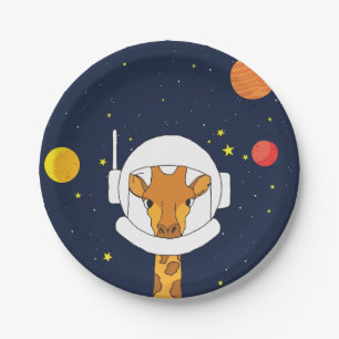 Giraffe Astronaut Animal With Space Helmet Clipart Paper Plate