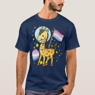 Giraffe Astronaut Bigender Pride T-Shirt